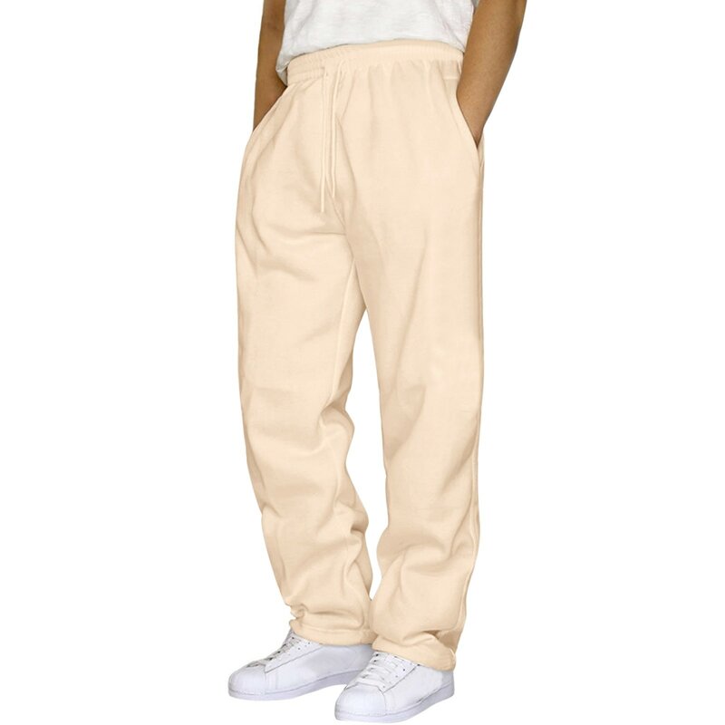 Solid Color Sweatpants Mens Hip Hop Pants Casual Solid Color Lace Up Workout Pants With Pocket Sportswear Streetwear Tracksuit