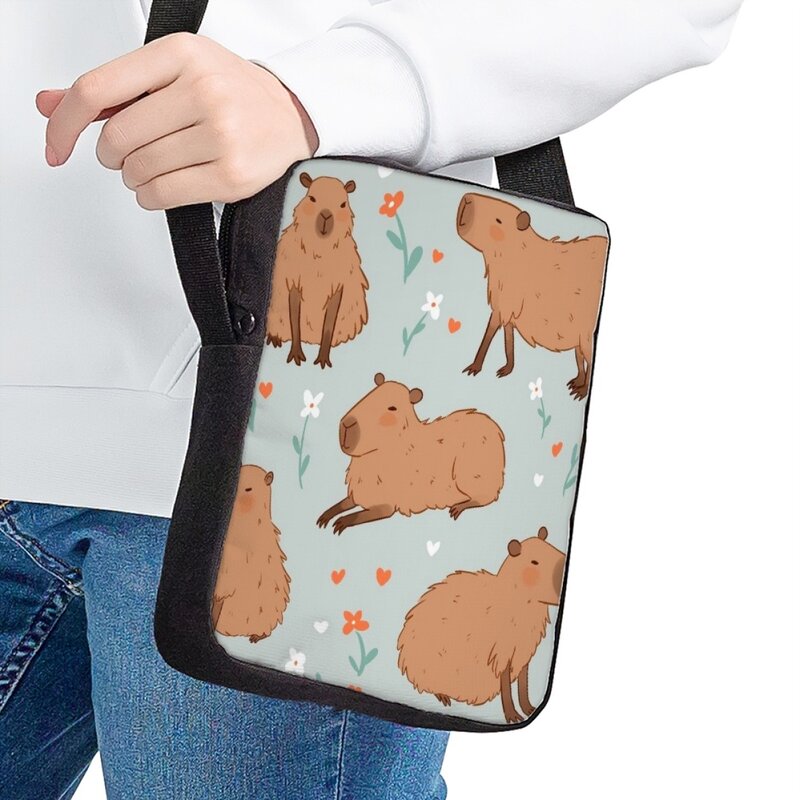 Jackherelook Casual Kids Messenger Bag New Hot Cartoon Capybara Guinea Pig Child Travel Shoulder Bag Small Capacity Bookbag