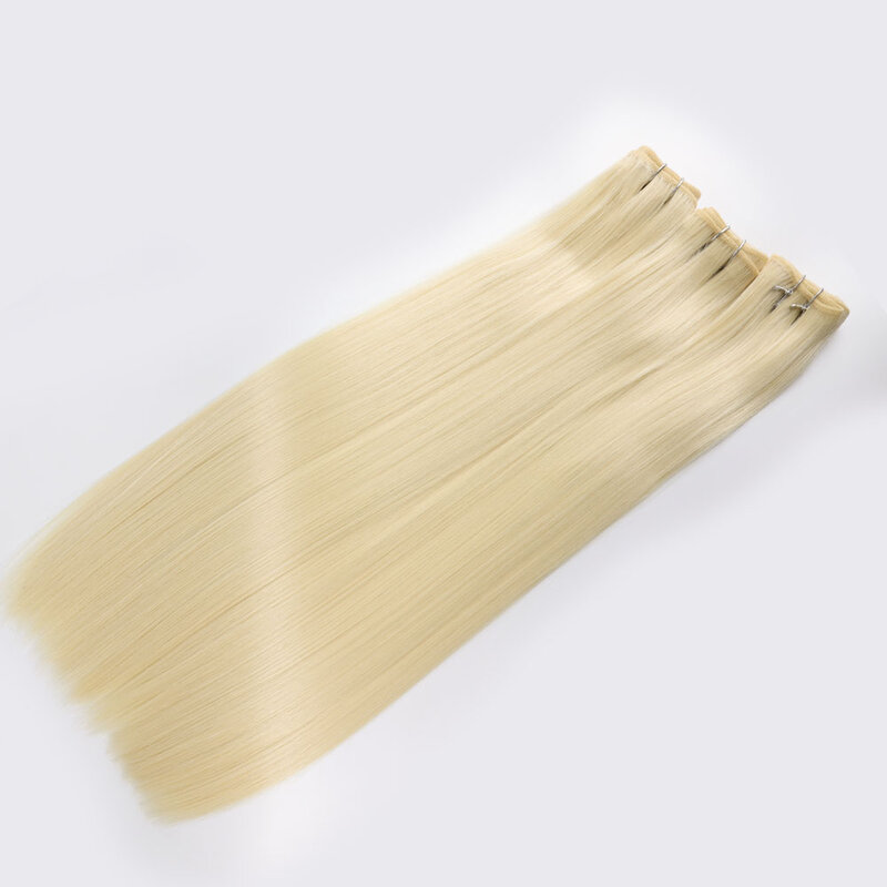 Organic Hair Blend Weave Bundles 8-26 inch Straight Bio Fiber Hair Short Long Blond 613 Hair Extension for Women 1/2/3 Bundles