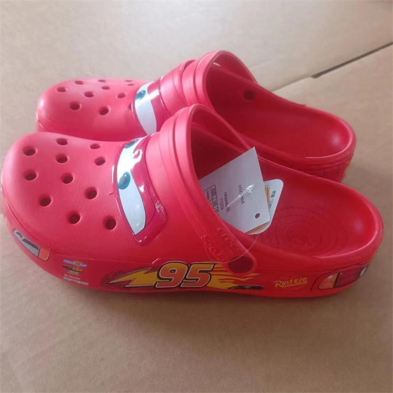 Aoger Disney Lightning Mcqueen Pixar Cartoon Solid Waterproof Slippers Outdoor Beach Shoes Sandals Casual Ankle-wrap Eva Gifts