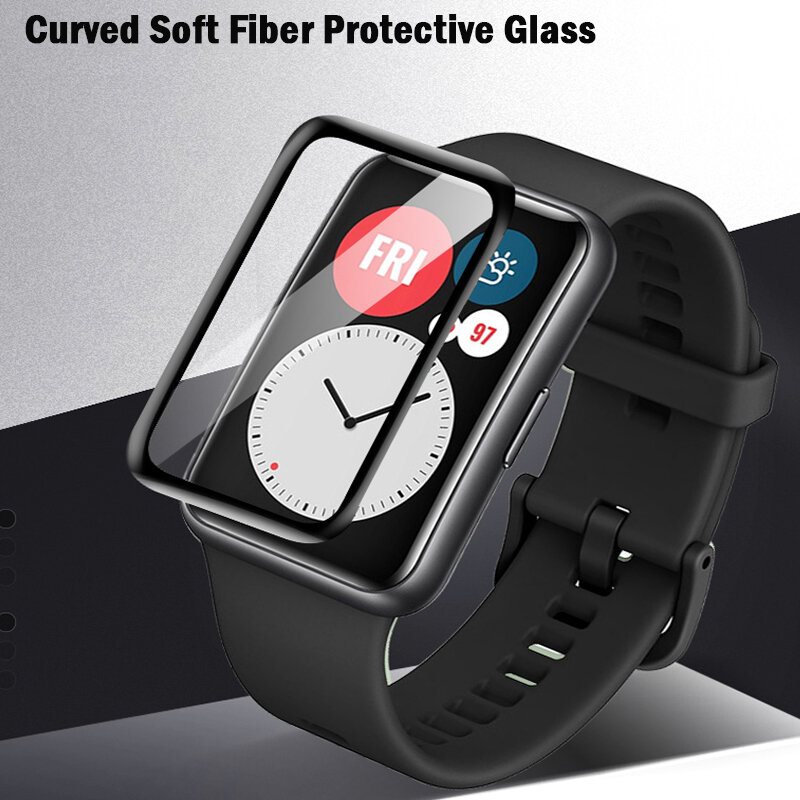 Weiches glas für huawei uhr fit 2/fit smartwatch 9d hd vollfilm (nicht glas) bildschirm gehärtete schutz abdeckung fit2 zubehör