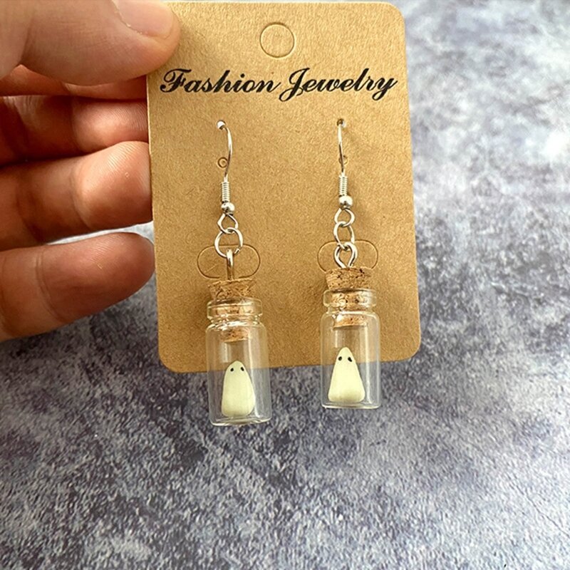 Halloween Earrings Luminescent White Specter Pendant Dangle Earring Halloween Dangle Drop Earring Party Ornament