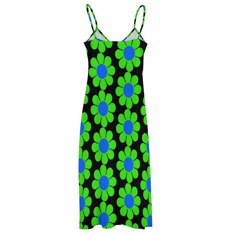 Vestido sem mangas para mulheres, Hippy Flower, Margarida, Verde, Azul, Vestidos de cerimônia, 2023