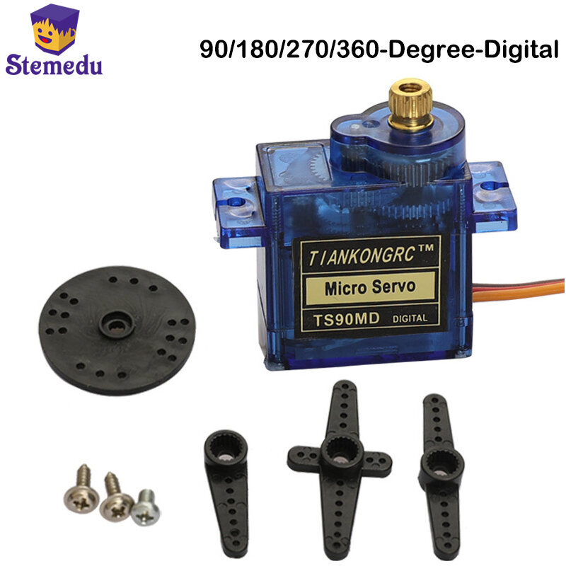 9g TS90MD Metal gear simulation steering gear 90/180/270 degree Angle controllable Micro Servo Motor Set for RC Planes