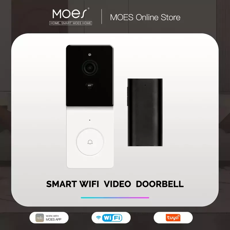 MOES-Sonnette vidéo WiFi intelligente Tuya, interphone audio bidirectionnel, vision nocturne, produit de porte sans fil, sécurité à domicile