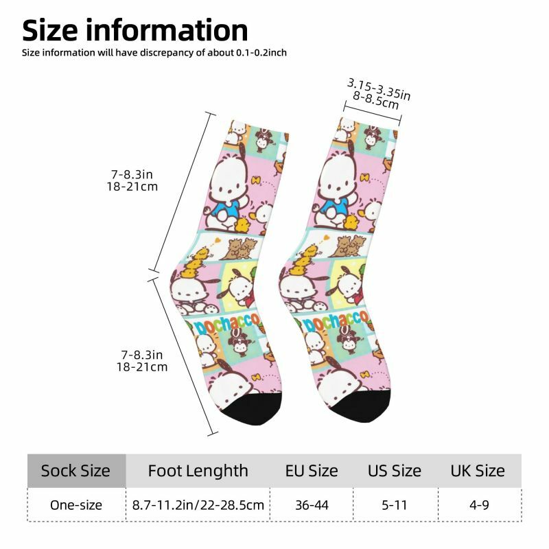Calcetines de vestir de dibujos animados Pochacco Sanrio para hombre, calcetín Unisex cálido y cómodo con estampado 3D, novedad personalizada