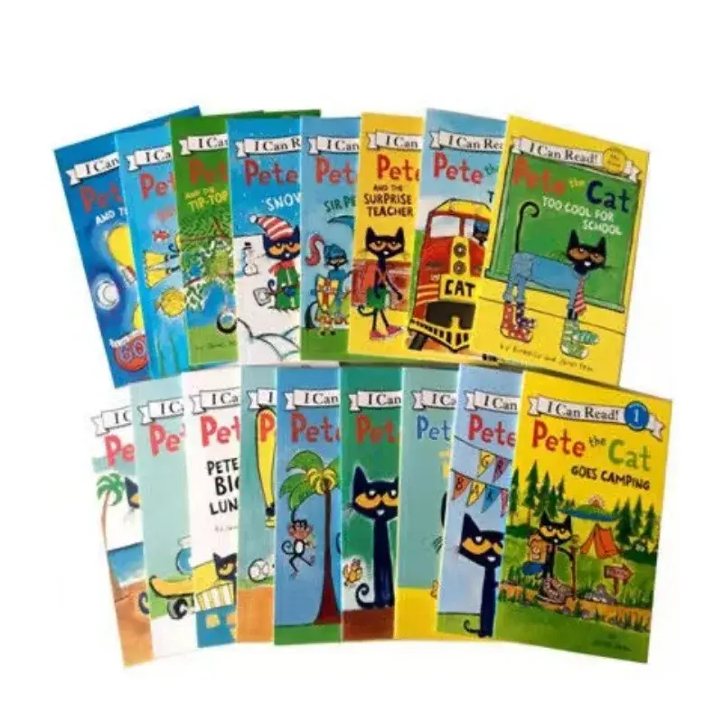 Pete The Cat Livros ilustrados para crianças, histórias famosas, aprendendo histórias inglesas, conjunto de livros infantis para leitura para bebês