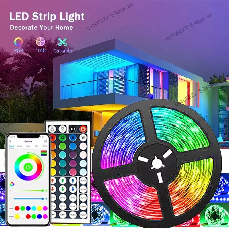 Tira de luces LED con sincronización de música, cinta de luces RGB 5050, Bluetooth, neón, decoración de sala de juegos, lámpara de 10m y 20m