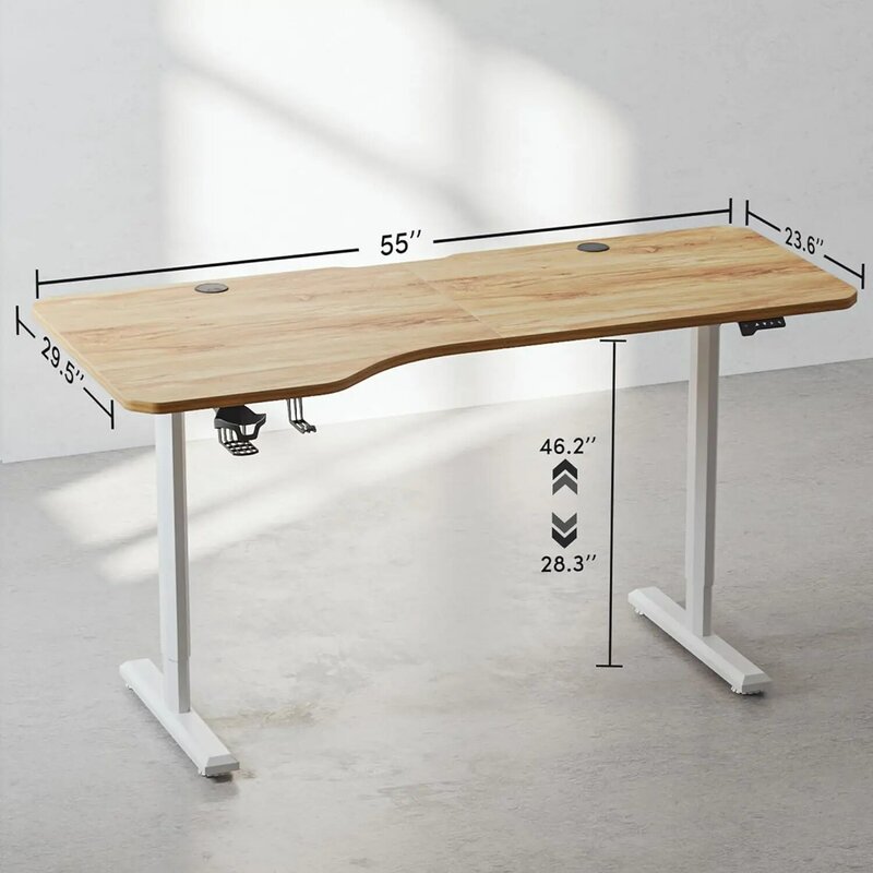 Meja berdiri listrik, tinggi dapat disesuaikan, 63x24 inci meja berdiri, duduk berdiri rumah meja kantor dengan papan Splice, Li