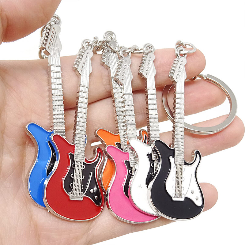 Bonito Mini Guitar Keychain para homens, Bass Chaveiro, anel para crianças, chaveiro de carro, porta-chaves para guitarra elétrica, 60pcs