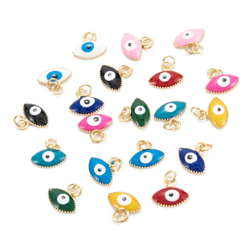 10pcs Brass Enamel Pendants Small Evil Eye Charms Real 18K Gold Plated for Jewlery Making DIY Bracelet Necklace Accessories