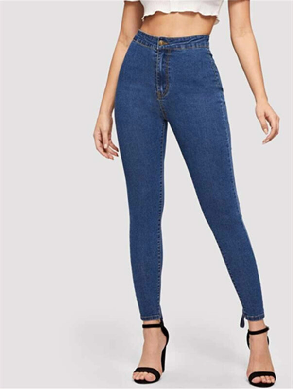 2023 узкие эластичные джинсовые брюки с завышенной талией, женская одежда