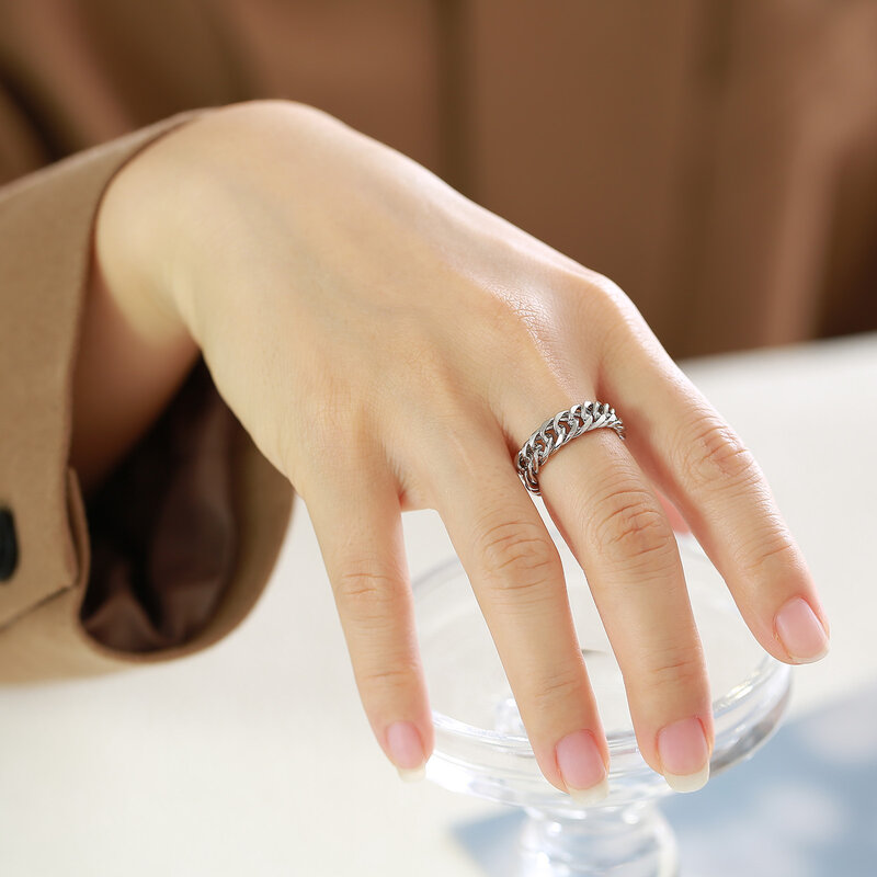 Массивное кольцо DARHSEN из нержавеющей стали для мужчин и женщин, ювелирное изделие серебристого цвета с цепочкой, размер 6, 7, 8, 9, 10, 11, 12