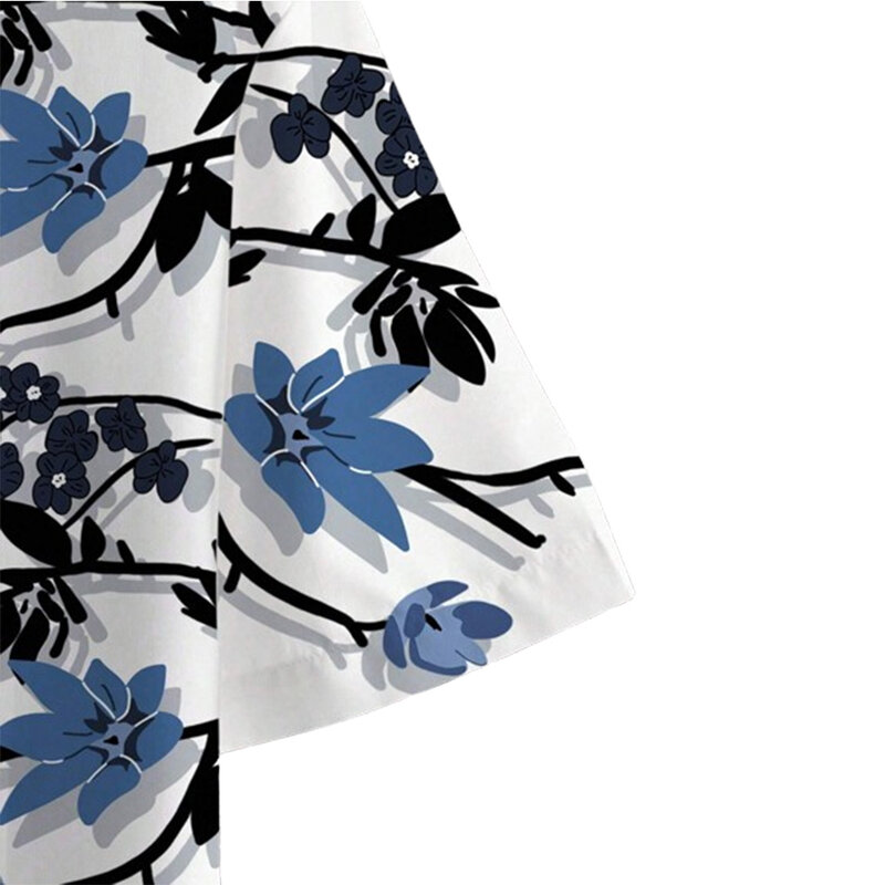 New Mens Plum Shirt Short Sleeve Casual Floral Print Tops