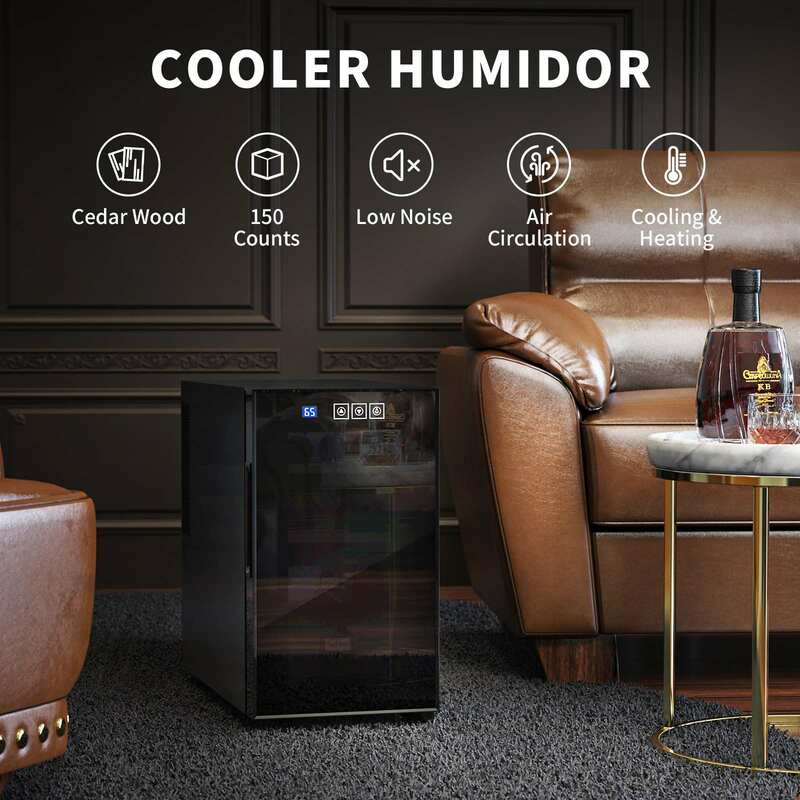 NEEDONE 23L Cigar Humidor Intelligent Control Temperature Humidity Heating Cooling Electric Cooler Humidor Cigar Cabinet