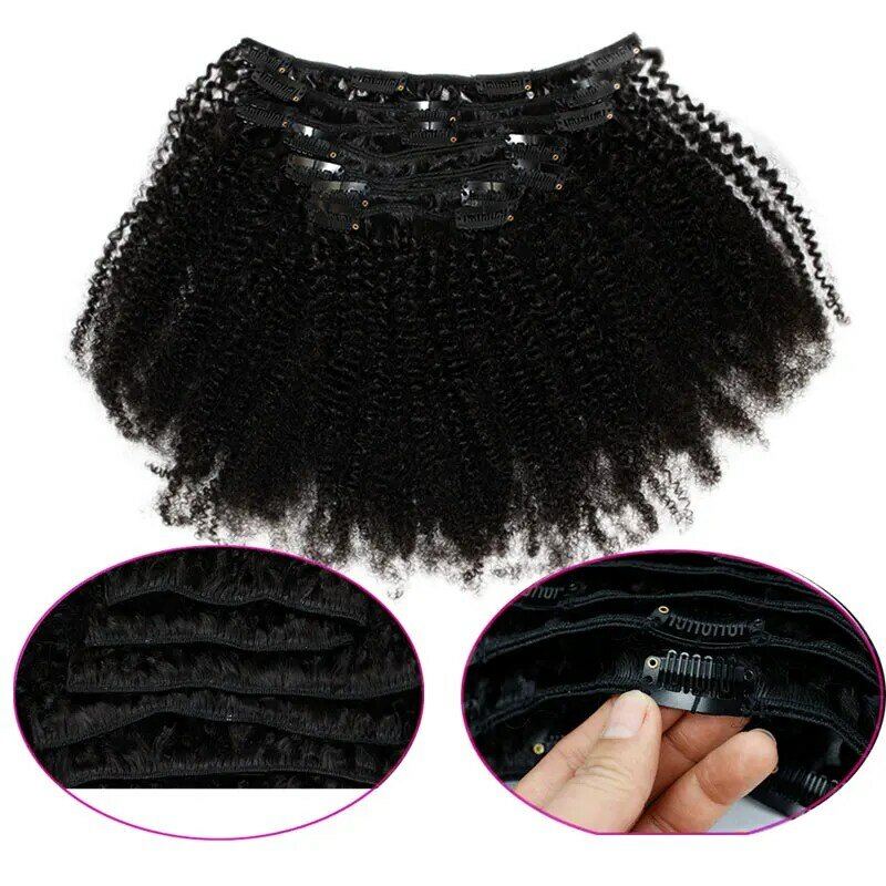 Clip In Extension 3C 4A Kinky Curly Full Head for Black Women Brazilian Remy Human Hair Extensions for Black Women 7Pcs 120g/Set