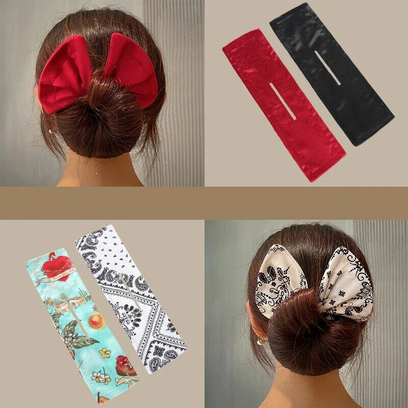 Headband Roller Hair Curler Donut Bun Maker Women's Bow Rabbit Ear Magic Hairstyle Ring Accessories Twisted Lazy Hairpin Tool