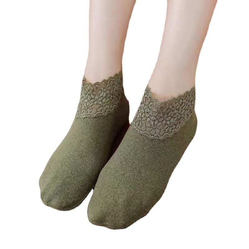 Женские зимние носки 3 пары, теплые плотные теплые мягкие однотонные носки, шерстяные кашемировые зимние сапоги, бархатные кружевные домашние носки для пола, Новинка