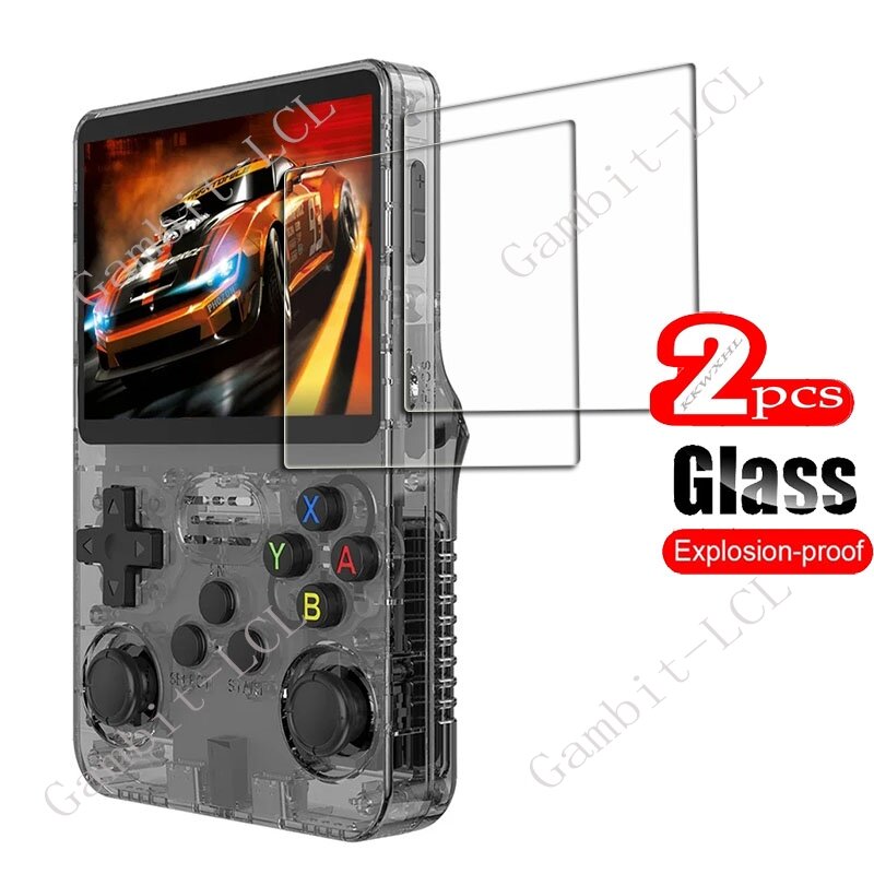 2 Stück für r36s 3,5 Zoll Players piele gehärtetes Glas Schutz auf Daten Frosch r36s 9h HD Displays chutz folie