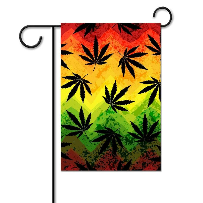 Marijuana Leaf Garden Flag Hemp Yard Sign Party Marijuana Leaves Decoração Bandeiras para Casa Outdoor Lawn Pátio Double Sided Flag