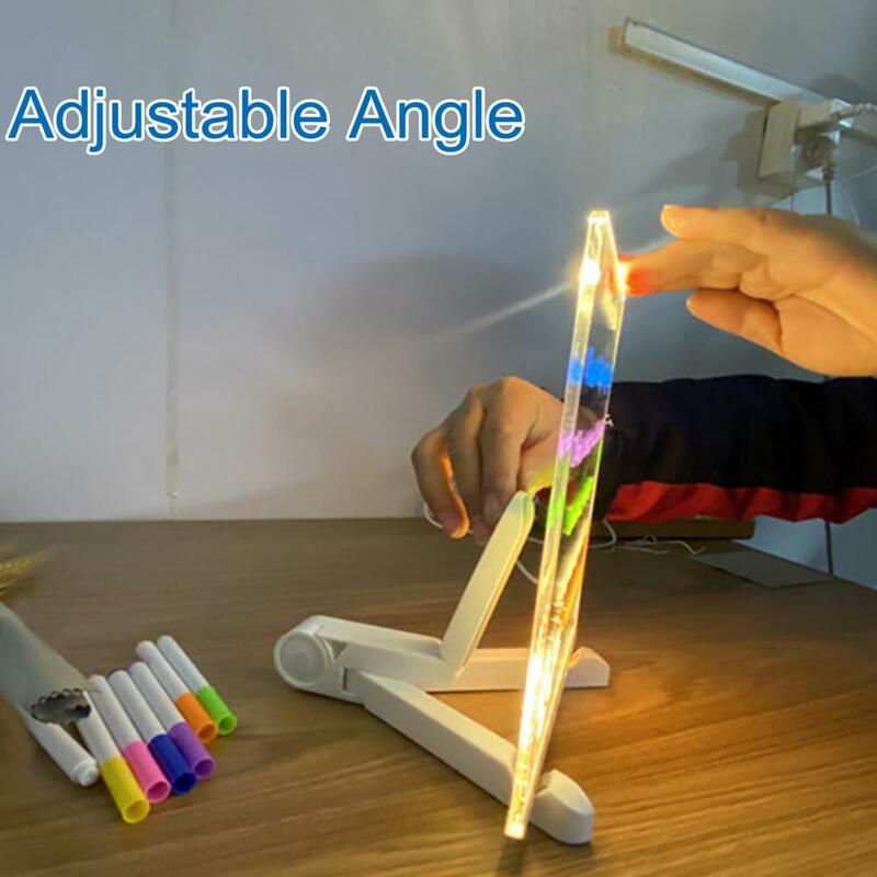 Tableau mémo de bureau réutilisable avec LED, lettre acrylique plonger oyante, effaçable à sec, babillard avec support rapide, lueur multifonctionnelle