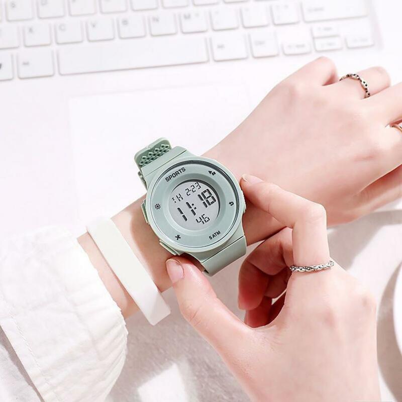 นาฬิกาแนวสปอร์ตสายซิลิโคนกันน้ำ Jam Tangan Digital สำหรับวัยรุ่นนักเรียนกิจกรรมกลางแจ้งนาฬิกาข้อมือนาฬิกาสำหรับผู้ชาย