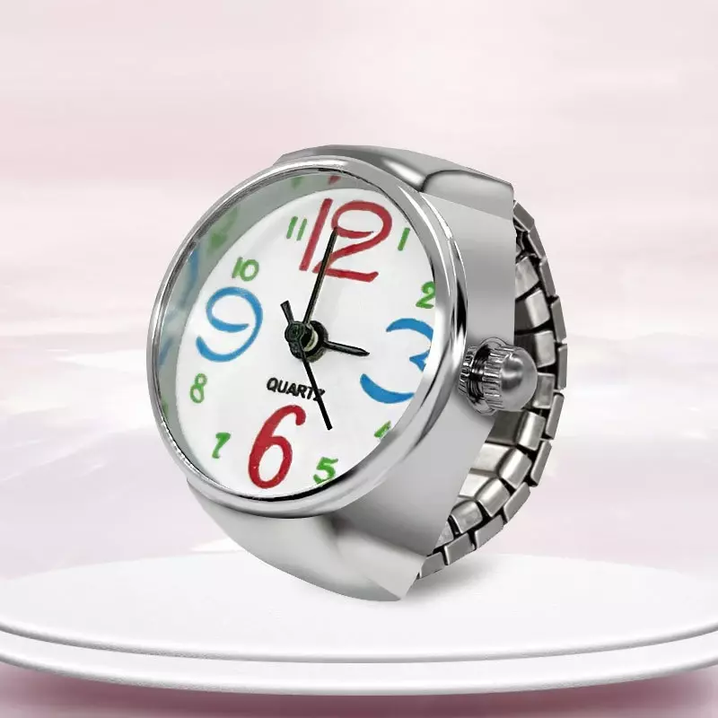 Оригинальные часы-кольца с круглым циферблатом, Мужские Женские часы-браслет из сплава