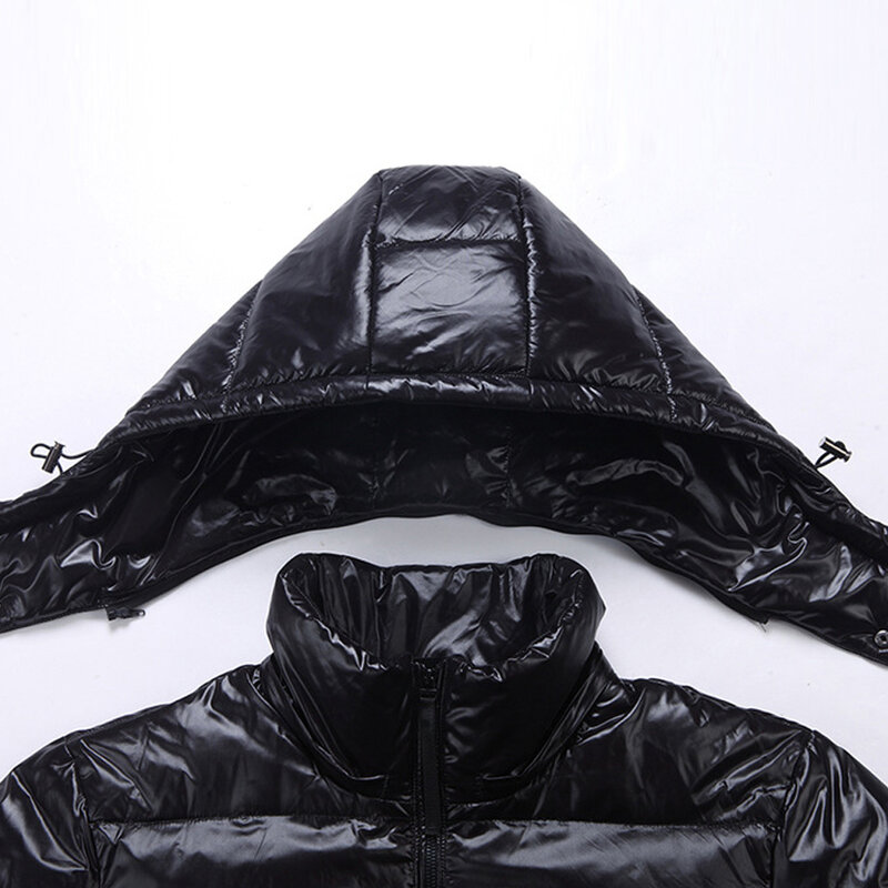 Chaquetas de plumón gruesas para hombre, abrigo informal a la moda, color negro brillante, talla grande 12XL, 10XL, Invierno