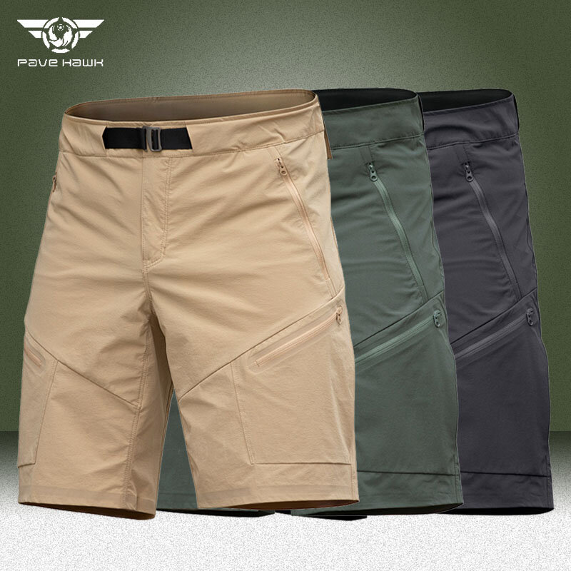 Shorts táticos de secagem rápida para homens, respirável ao ar livre resistente ao desgaste, calça curta leve e fina, shorts militares multi-bolso do exército