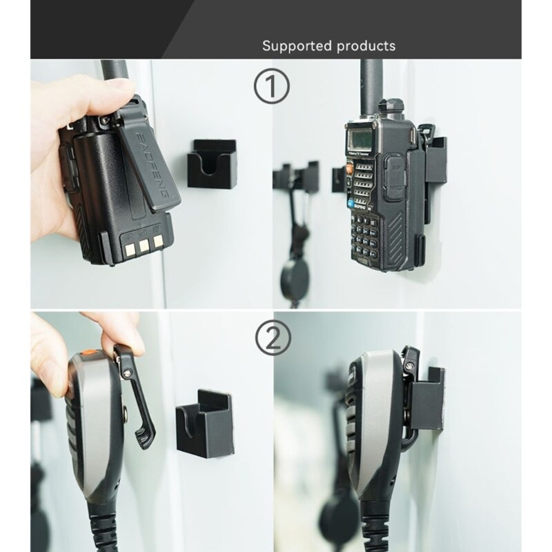 Rack traseiro adesivo rack universal montagem versátil solução armazenamento seguro suportes plástico para walkies talkies