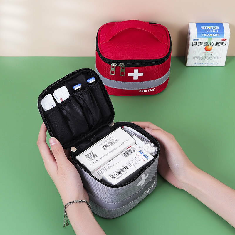 Tas penyimpanan obat Kit pertolongan pertama tas penyelamatan luar ruangan portabel pengatur penyimpanan peralatan medis kapasitas besar anak-anak rumah tangga