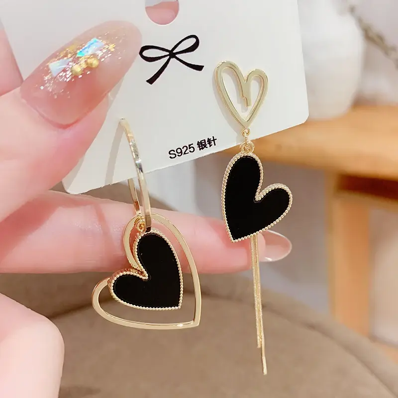 Asymmetric Hollow Love Long Tassel Earrings Korean Temperament Ins 2023 New Trend Earrings Exquisite Women Jewelry Earrring