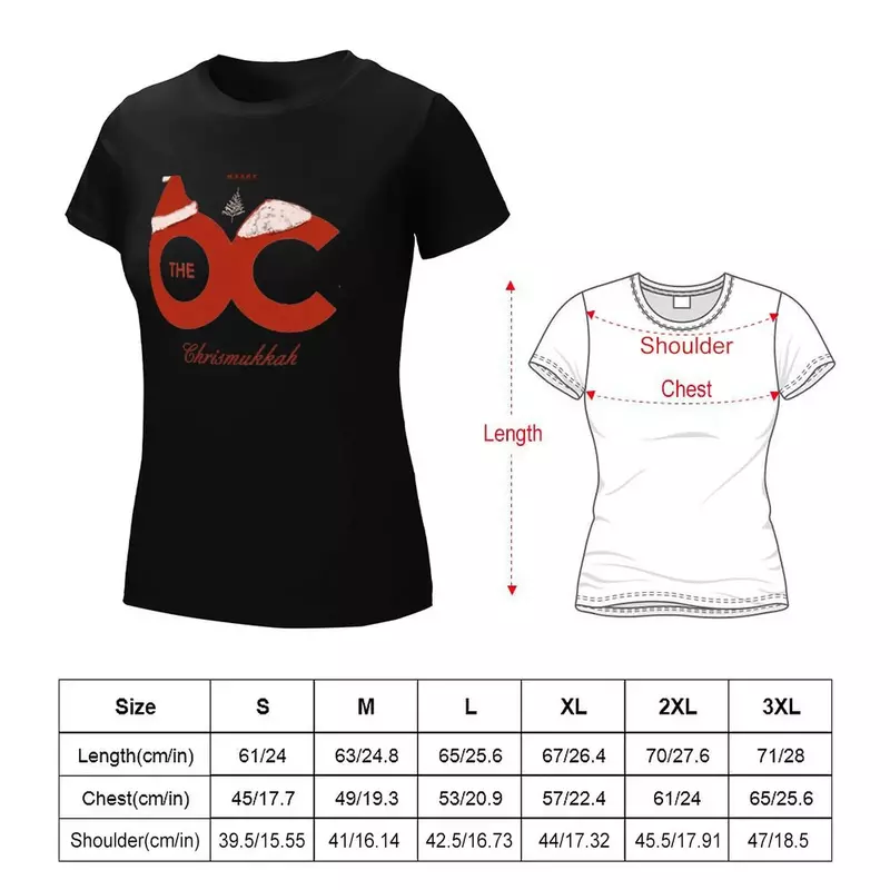 O.C. Camiseta de manga corta para mujer, camisetas de gran tamaño, camisetas bonitas, Merry chrismukkkah