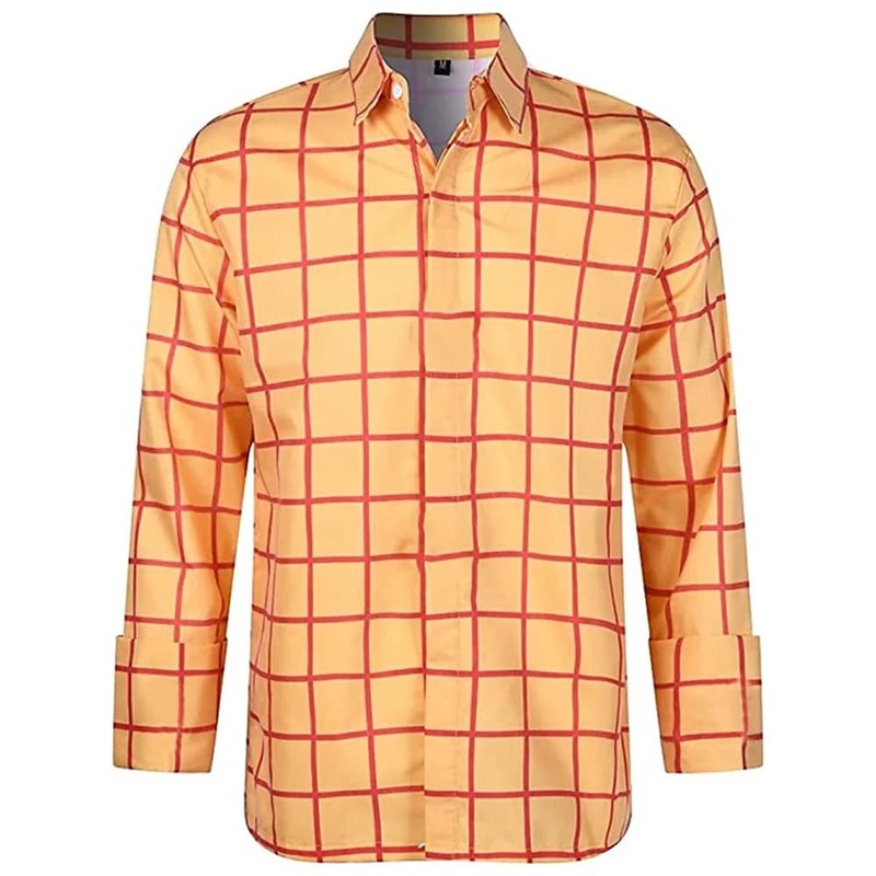 Camisa de manga larga con estampado 3d para hombre, camisa informal con botones, a cuadros, para vacaciones, primavera y otoño, 2024