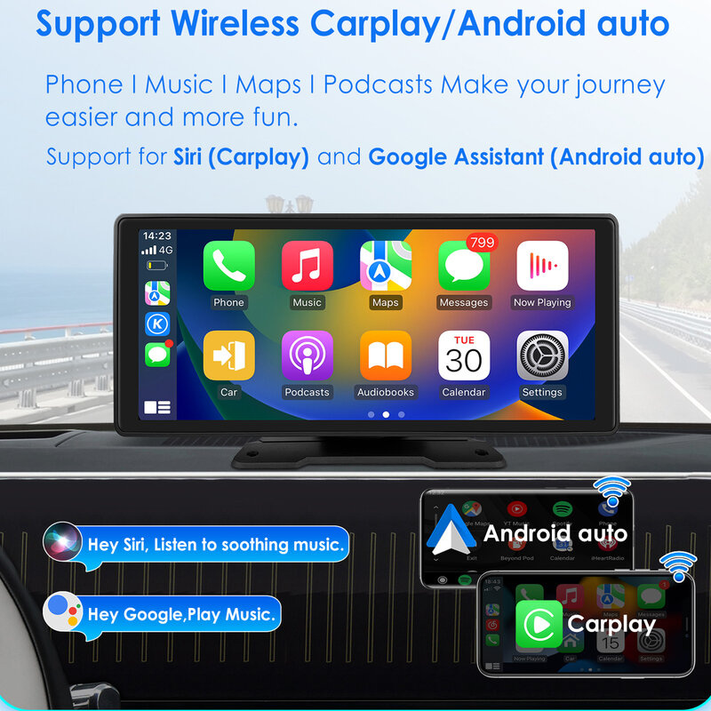 10.26 ''Universele 360 ° Draaibaar Verstelbaar Scherm Autoradio Multimedia Videospeler Carplay Android Auto Usb Aux Van Achteruitrijcamera