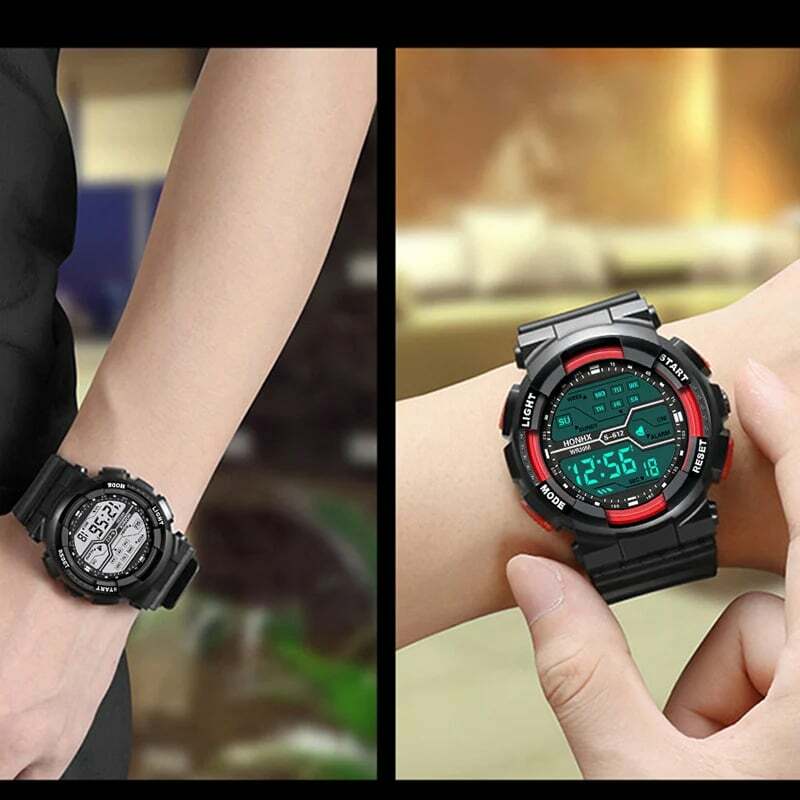 Outdoor-Sport Männer Uhr Multifunktions-Großbild schirm führte elektronische wasserdichte leuchtende militärische digitale Armbanduhren reloj hombre