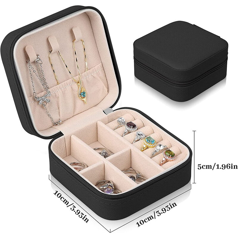 Caja de almacenamiento de joyas para mujer, estuche organizador de joyas de viaje portátil, nueva serie de patrones de monstruo con cremallera, cajas organizadoras de collares