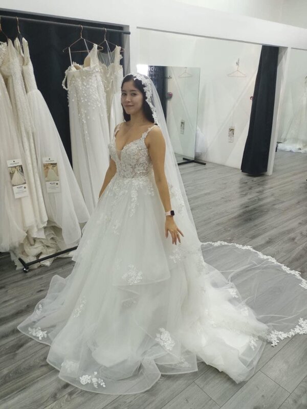 2024 foto asli putih/gading kerudung pernikahan 3m panjang sisir renda Mantilla pengantin kerudung Aksesori pernikahan Veu De Noiva
