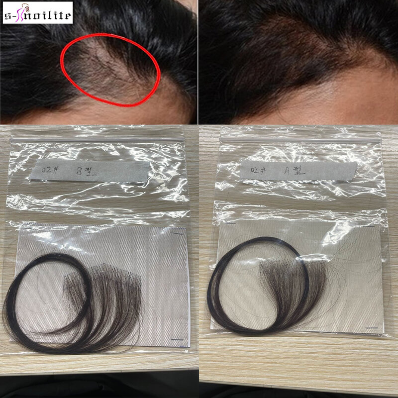 S-noilite 10 Cal koronkowe nakładki do włosów naszywka do włosów ręcznie szydełkowane naturalne włosy zastępujące kapilarną protezę niewidzialną świątynię