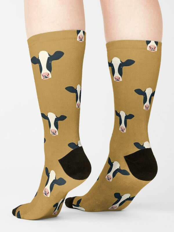Dairy Cows (Mustard) Socks Stockings compression aesthetic men cotton high quality Socks Men's Women's