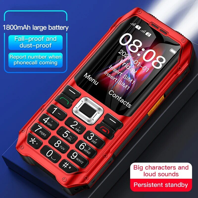 SOYES-teléfono móvil K80 GSM 2G, dispositivo antigolpes, a prueba de caídas, 1800mAh, tarjetas SIM duales, MP3, FM, linterna, altavoz fuerte, Elder