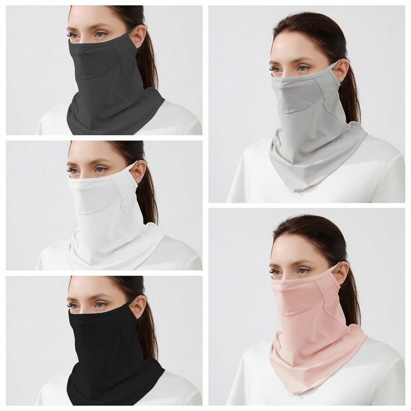 Solid Color Ice Silk Mask UV Protection Summer Face Scarves Face Cover Sun Proof Bib Neck Wrap Cover Neck Wrap Cover Men