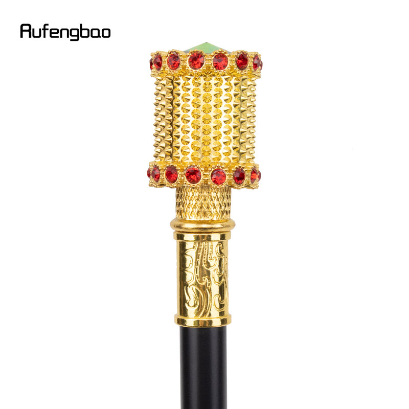 Tongkat berjalan berlian buatan merah emas Fashion dekorasi tongkat Berjalan tongkat Cosplay elegan pria kenop Crosier 94cm