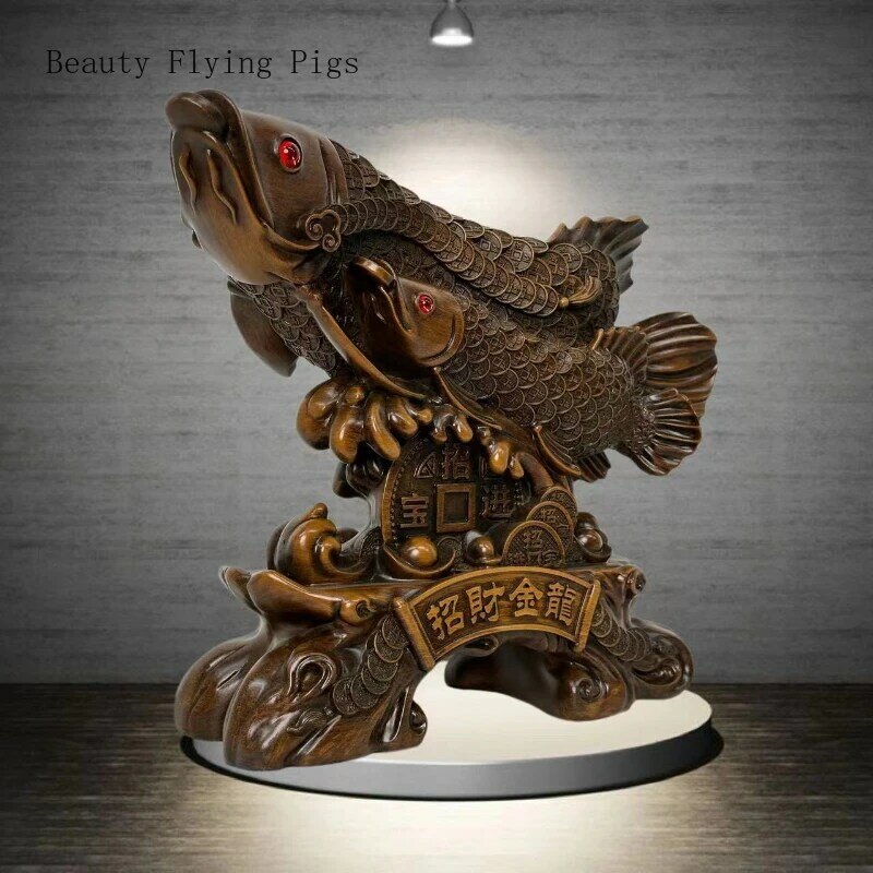 Golden Dragon Fish Resin Ornaments Living Room Home Decoration Office Crafts Opening and Housewarming Gifts Animal Figurines