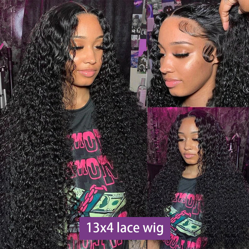 30 32 Inch Transparent 13x4 Curly Lace Frontal Human Hair Wigs For Women 13x6 200% Loose Deep Wave HD Lace Frontal Wig Brazilian