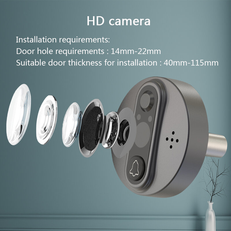 WiFi ประตูวิดีโอ Peephole กล้อง Doorbell Viewer LCD Night Vision Tuya APP ควบคุมสำหรับ Apartment Home Security