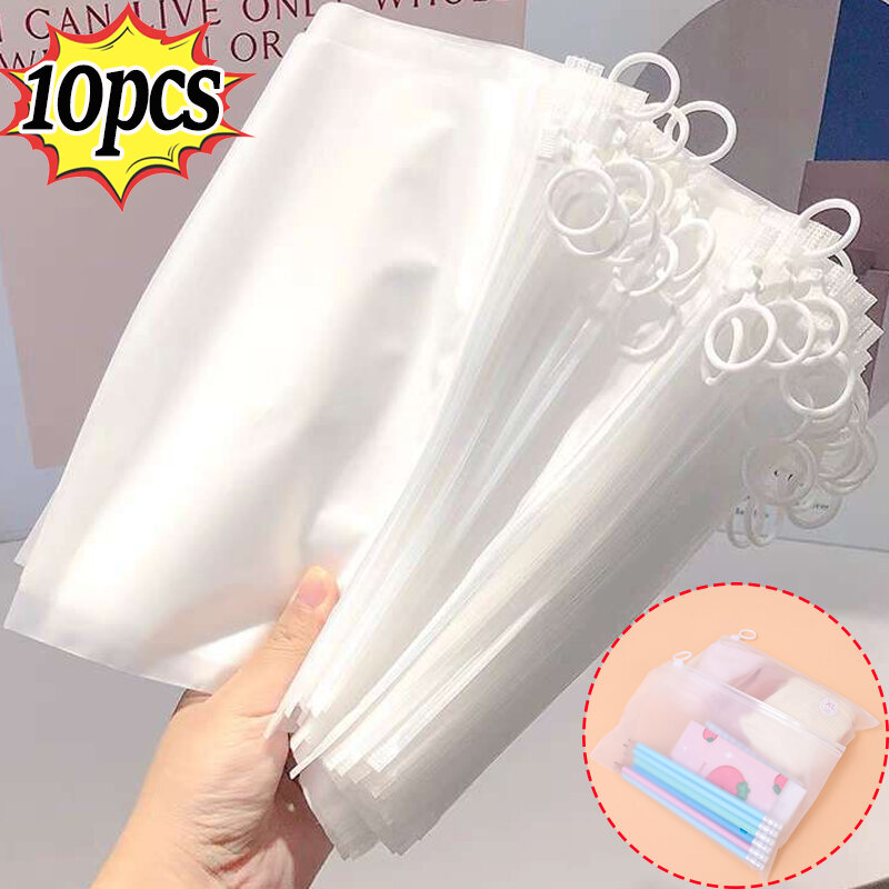 10pcs Large Waterproof Transparent Storage Bags Plastic Zippers Portable Storage Bag Cosmetics Jewelry Packaging Dustproof Pouch