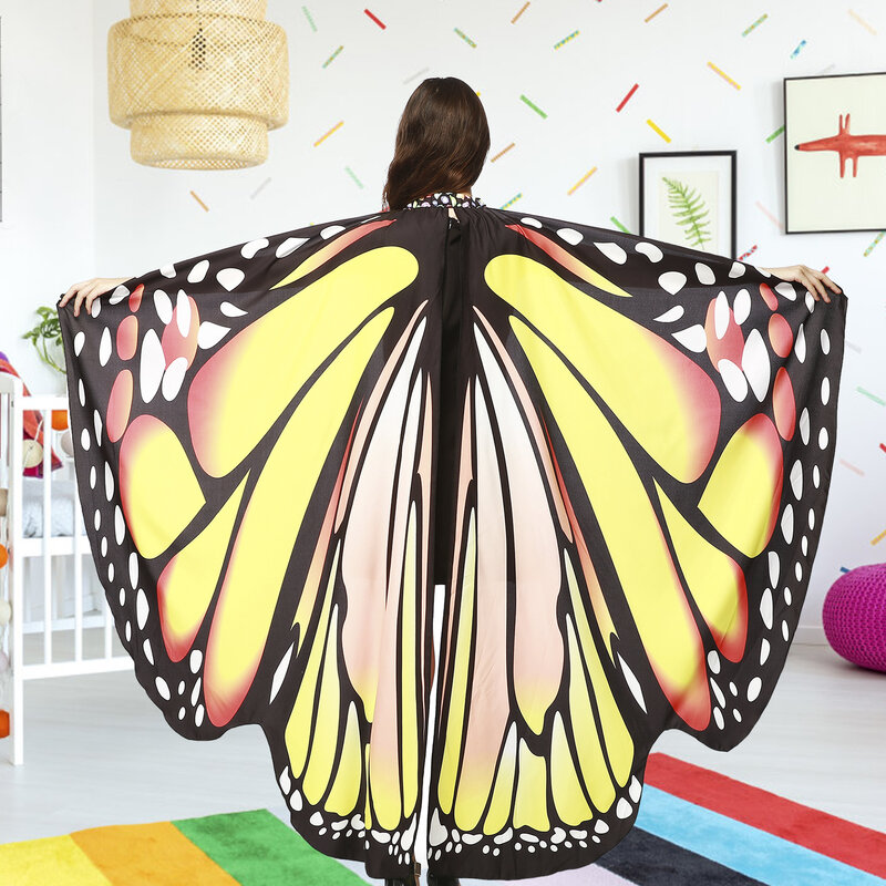 Women Butterfly Wings Shawl Fast and Simple Wear Halloween Costume Wings for Halloween Dress Up Costume Accessory