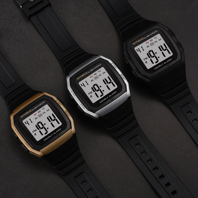 Montre-bracelet carrée noire avec bracelet en silicone, montres-bracelets de tempérament, horloge à cadran numérique, mode moderne élégante
