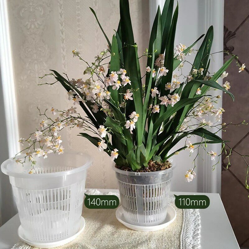 Vaso De Flores De Orquídea De Malha Respirável, Vaso Transparente De Controle De Raiz, Furo De Drenagem, Recipiente De Crescimento